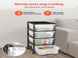 Plastic Storage Drawers Cart, 4 Drawers Storage Organizer with Wheels, Rolling Closet Organization V952-CWCT1SLJL4G13PBKB001V0