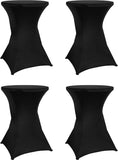4-Pack Black Stretch Cocktail Table Covers, Washable Fitted Spandex Covers for 80-85 x 110 cm High V1188-MS-731-003