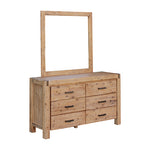 Dresser with 6 Storage Drawers in Solid Acacia & Veneer With Mirror in Oak Colour V43-DRS-NOW-OAK