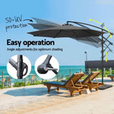 Instahut 3m Umbrella w/Base Outdoor Cantilever Beach Garden Patio Parasol Charcoal UMB-BAN-50N-COM-CO