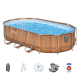 Bestway Swimming Pool Steel Frame Luxury Pool & SPA Massage Set 6.1x3.66x1.22m BW-POOL-OV-610-56720