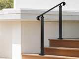 Handrails for Outdoor Steps, 2-3 Step Adjustable Height, Carbon Steel Transitional Handrail with V952-BPSLZFSHS23BVBIXQ001V0