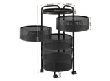 Artiss Storage Trolley Kitchen Cart 5 Tiers Storage Rack Round Basket Black STR-5T-ROT-ROD-BK