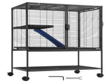 36" Metal Small Animal Cage 2-Tier Rolling Ferret Cage with Tray A Ramp V952-JSXDL322233IWSCUUV0