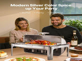 Roll Top Chafing Dish Buffet Complete Set, 9Qt Stainless Steel Chafer with Full Size Pan, Rectangle V952-ZFXQFGK1JTYSNU6QFV0
