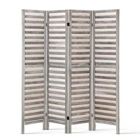 Artiss 4 Panel Room Divider Screen 163x170cm Louver Grey RD-B-4089-4P-GY