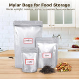 100 PCS Mylar Bags for Food Storage, Stand-Up Aluminum Foil Pouches with Self-Sealing Strip, V1369-AZ3-W-08616
