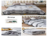 Grey Floral Fantasy 180x200CM Premium Double-Sided Print Flannel Blanket - Soft All-Season Air V888-ELOSUNG49175