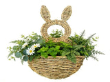 Easter Bunny Wall Hanging, Hand Woven Wicker Hanging Planter, Decorative Storage V1370-AZ4-24826