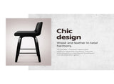 Artiss Bar Stools Kitchen Leather Barstools Swivel Wooden Chairs X2 BA-TW-8836-BKX2-AB