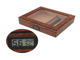 Cigar Humidor Box Portable Cedar Wood Glass Top Cigar Storage Case with Digital Hygrometer Brown V1294-YM0626-3117230001411