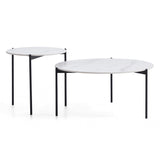 Interior Ave - Bianco Nested Coffee Table Set - White Marble Stone V355-IA-CT12-MB