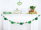 8.2 Ft St. Patrick's Day Felt Banner 3D Lucky Shamrock Clover with Gold Bead Hanging Garland Green V1258-DP02-WO-149
