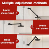 9.65 Inch Shower Head Extension Arm Adjustable Shower Extender Solid Stainless Steel Matte Black V1369-AZ3-W-12074