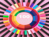 100-Pack Double-Ended Watercolor Pens for Creative Painting, Washable, 100-Pack V1188-MS-325-0291