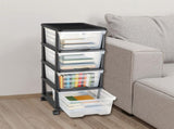 Plastic Storage Drawers Cart, 4 Drawers Storage Organizer with Wheels, Rolling Closet Organization V952-CWCT1SLJL4G13PBKB001V0