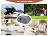 Gray Collapsible Laundry Basket with Lid, 23.6" x 14.6" x 14.6", Large Capacity Hamper, Zippered V1192-AZ-W-18225