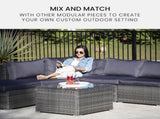 LONDON RATTAN 1 Seater Outdoor Ottoman Modular Wicker Lounge Furniture, Grey V219-FURODRLONAOT4