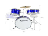 Karrera Mini 4-Piece Children Drum Kit Set Wooden with 2 Toms Bass Pedal Snare Stool Metallic B 4PC-DRUM-BU
