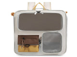 Brown and Grey Large Space Pet Carrier Backpack Foldable Cat Carrier Bag with Breathable Side Mesh V888-ELOSUNG52805