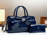 White Ladies Handbag Bow Embellished Handbag Handbag With Small Purse Crocodile - Red - Size V1347-945-08947-RED-29-12-21