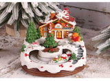 Christmas Snow House Resin Music Box Dual power supply via USB or batteries, compact 121216cm V1232-SDBYH-001