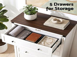 Artiss 5 Chest of Drawers Storage Tallboy White & Walnut FUR-S-CDR-5D-WH-AB