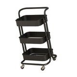 3 Tier Rolling Cart Minimalist Style Sturdy Carbon Steel Mobile Utility Cart for Kitchen Bathroom V1294-YM0901-3117240234911