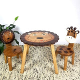 Hand Carved Children's Table Wooden LION Theme V277-HCCTWLT