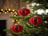 Christabelle 6 Red Glass Christmas Baubles Onion Shape 10cm Xmas Tree Decorations Hanging Ornam 112_YAN353