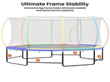 Kahuna 10 ft x 15 ft Oval Outdoor Trampoline w/ Basketball Set Reversible Rainbow & Orange Safe TRA-ZOV-1015-RBOR-BB