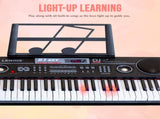 61-Key Electronic Learning Piano Keyboard, Light-Up Keys, LCD Display, with Music Stand Holder V196-KB328