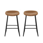 Artiss 2x Bar Stools Kitchen Dining Chairs Counter Stool PU Leather Metal Brown BA-TW-8320-BRX2