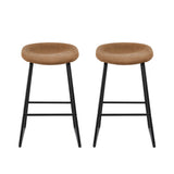 Artiss 2x Bar Stools Kitchen Dining Chairs Counter Stool PU Leather Metal Brown BA-TW-8320-BRX2