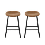 Artiss 2x Bar Stools Kitchen Dining Chairs Counter Stool PU Leather Metal Brown BA-TW-8320-BRX2