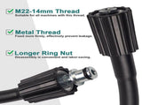 15M High-Pressure Washer Hose - 5800 PSI Heavy-Duty Cleaning Hose with Longer Ring Nut V1192-D19