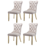 4x Velvet Dining Chairs Upholstered Tufted Kithcen Chair with Solid Wood Legs Stud Trim and V226-SW1901BG-2