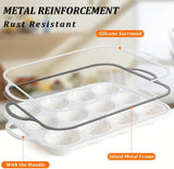 Silicone Regular Size Muffin Pan 12 Cups & Jumbo Muffin Pan with Metal Reinforced Frame V1258-DP02-C-26