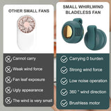 Whirlwind Leafless Mini Fan, 3-Speed Clip-On Mini Fan for Shirt & Waist, Powerful Hands-Free V1366-AZ2-W-11383