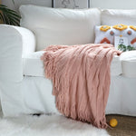 SOGA Pink Textured Knitted Throw Blanket Warm Cozy Woven Cover Couch Bed Sofa Home Decor with BLANKET927