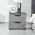 Bedside Table with 2 Storage Drawers MDF Combination of Black & Cement Colour Nightstand V43-BST-COP