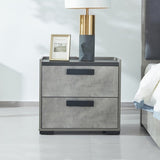 Bedside Table with 2 Storage Drawers MDF Combination of Black & Cement Colour Nightstand V43-BST-COP