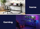 Artiss Gaming Desk with LED Lights Computer Desk Table with Monitor Shelf Power 120cm GTABLE-C-25181-BK