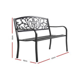 Gardeon Outdoor Garden Bench Seat Steel Outdoor Furniture 3 Seater Park Black GB-STEEL-XG201-BK