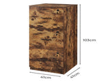 Levede File Cabinet Document Organiser 3 Lockable Drawers Vertical Cabinet HO0607-BR-AU