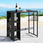 Gardeon Outdoor Bar Table Wicker Dining Bistro Glass Desk Steel Patio Furniture Black ODF-BAR-TABLE-STORE-BK