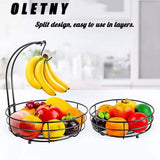 2-Tier Fruit and Vegetable Stand, Rectangular Wire Basket Bowl for Kitchen Storage and Organization V1366-AZ2-W-18381