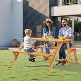 VEVOR 2-in-1 Transforming Interchangeable Picnic Table, Outdoor Wooden Table and Bench Set, Portable Foldable Bench with Umbrella Hole, Patio Dining Furniture for Garden, Backyard, Porch  V952-2HYKBXYCZ45FP7QYPV0