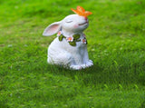 Solar Garden Rabbits with Butterflies Solar Charging Hand Painted Synthetic Resin Solar V1294-YM0717-3111220225612