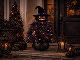 12 Inch Light Up Halloween Witch Tree Decoration, Glowing Pumpkin Witch Tree Ornament for Outdoor V1369-AZ3-W-21665